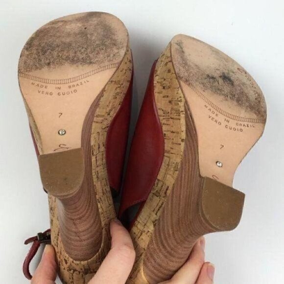 Corso Como platforms size 7 red leather cork funky - Picture 5 of 8